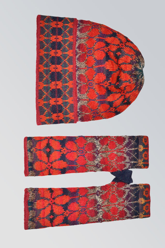 Summer Red Damen Alpaka Hut Und Fingerless Handschuh Set