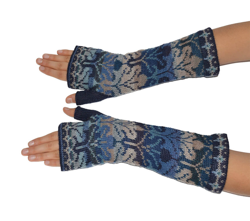 Fingerlose Alpaka-Handschuhe Für Winterblaue Frauen
