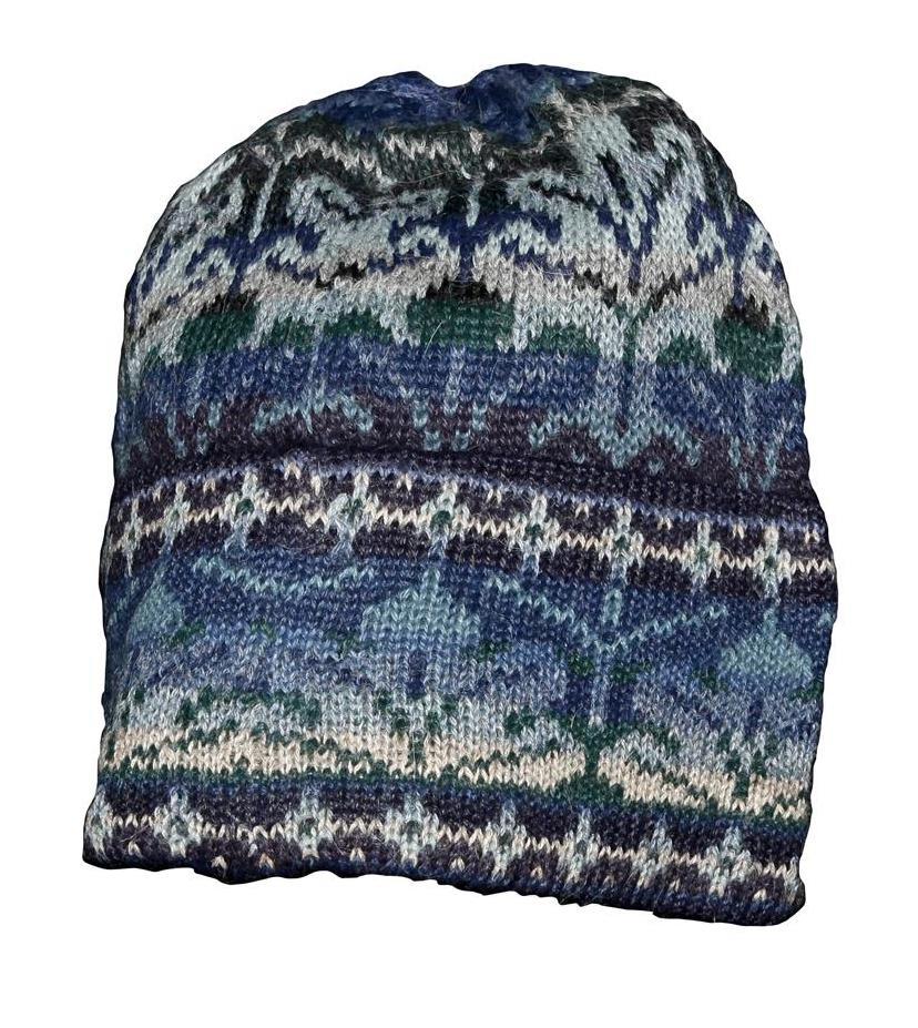 Winterblaue Mütze Aus 100% Alpaka-Wolle