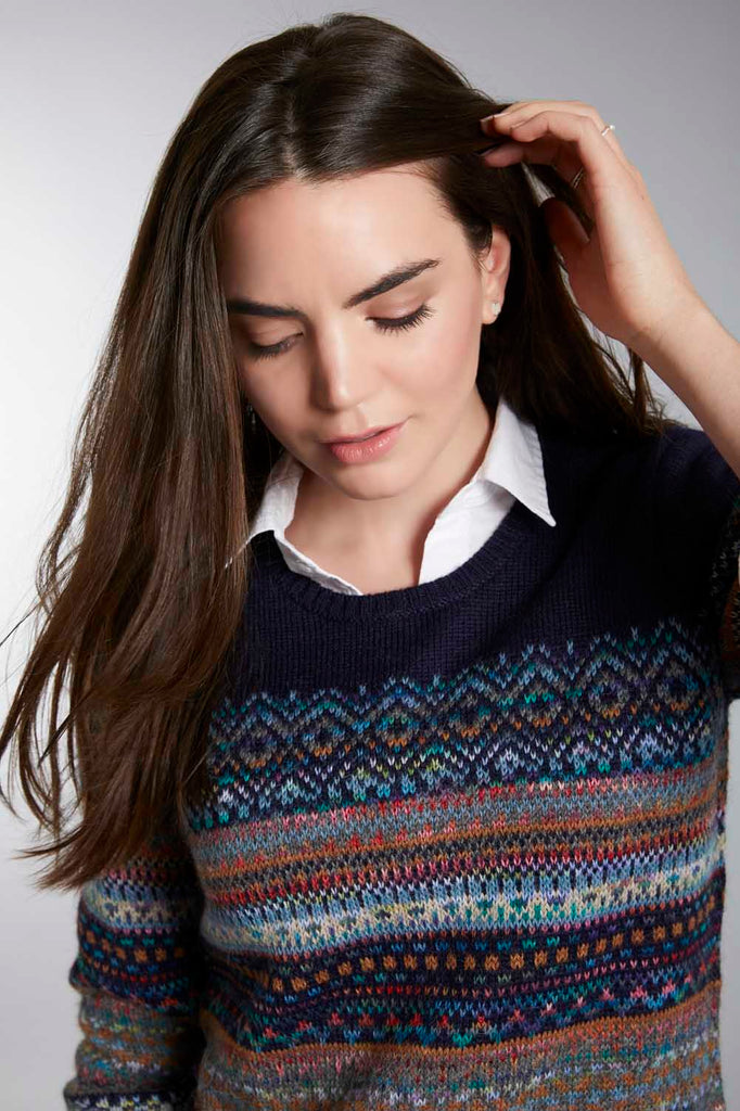 Invisible World Women's Pullover Abancay Hand-Dyed Alpaca Fair Isle Jumper for Women