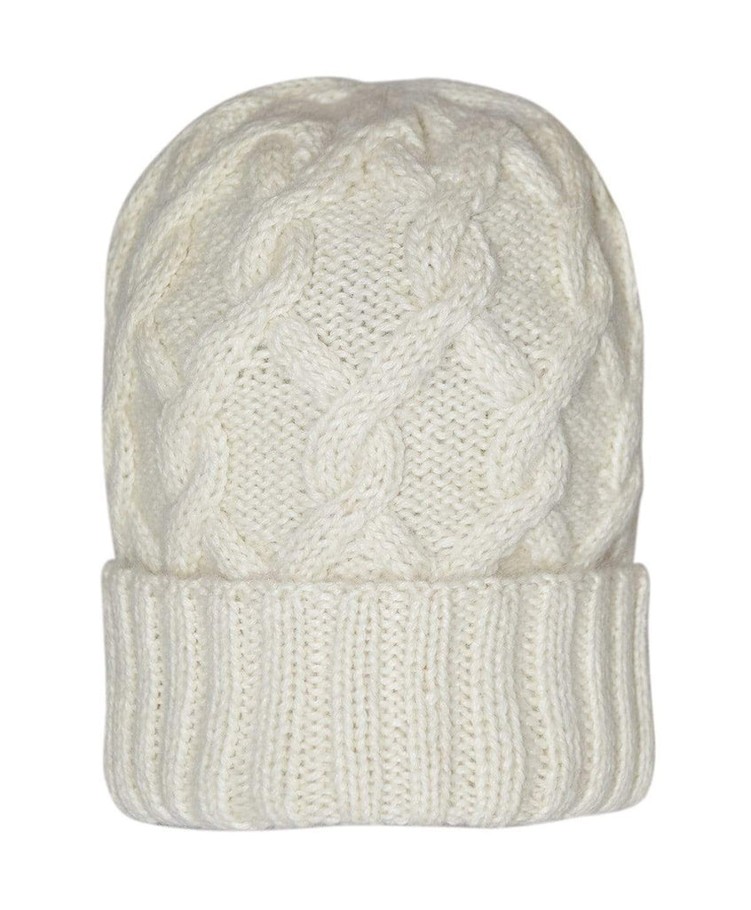 Invisible World Alpaca Hat White Snake Cable Knit Alpaca Hat