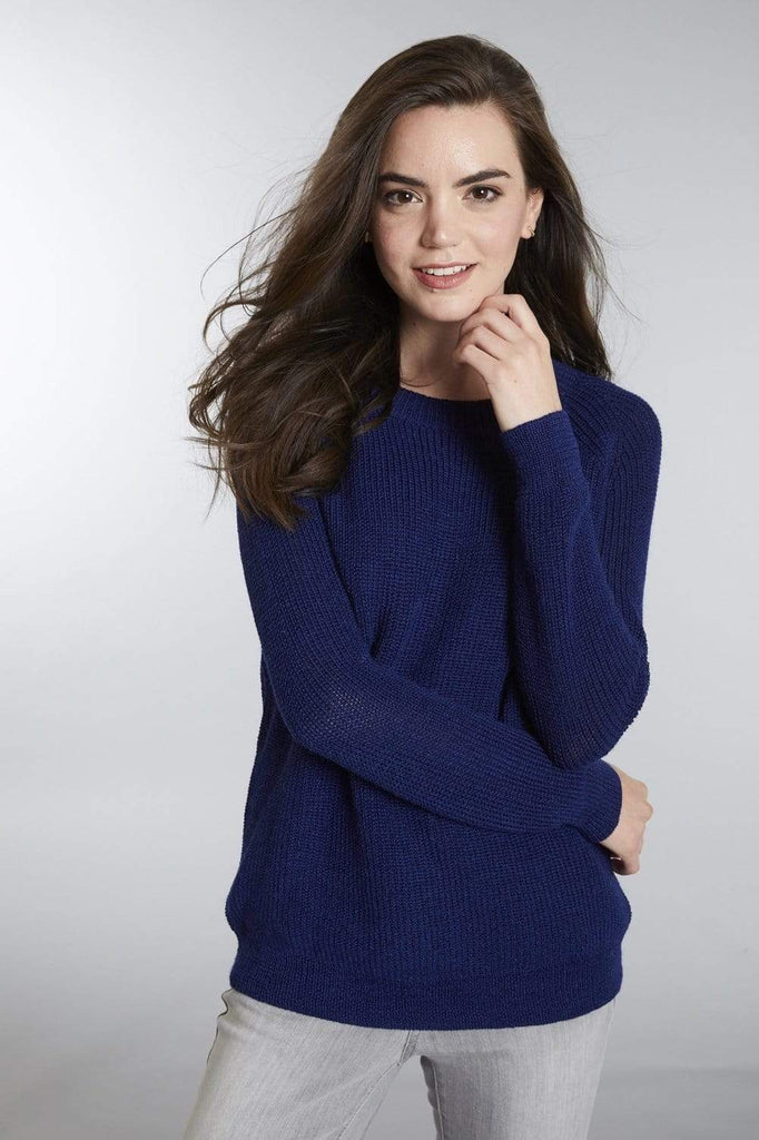 Invisible World Womens Pullover Blue / Small Slouchy Baby Alpaca Crew Neck Jumper